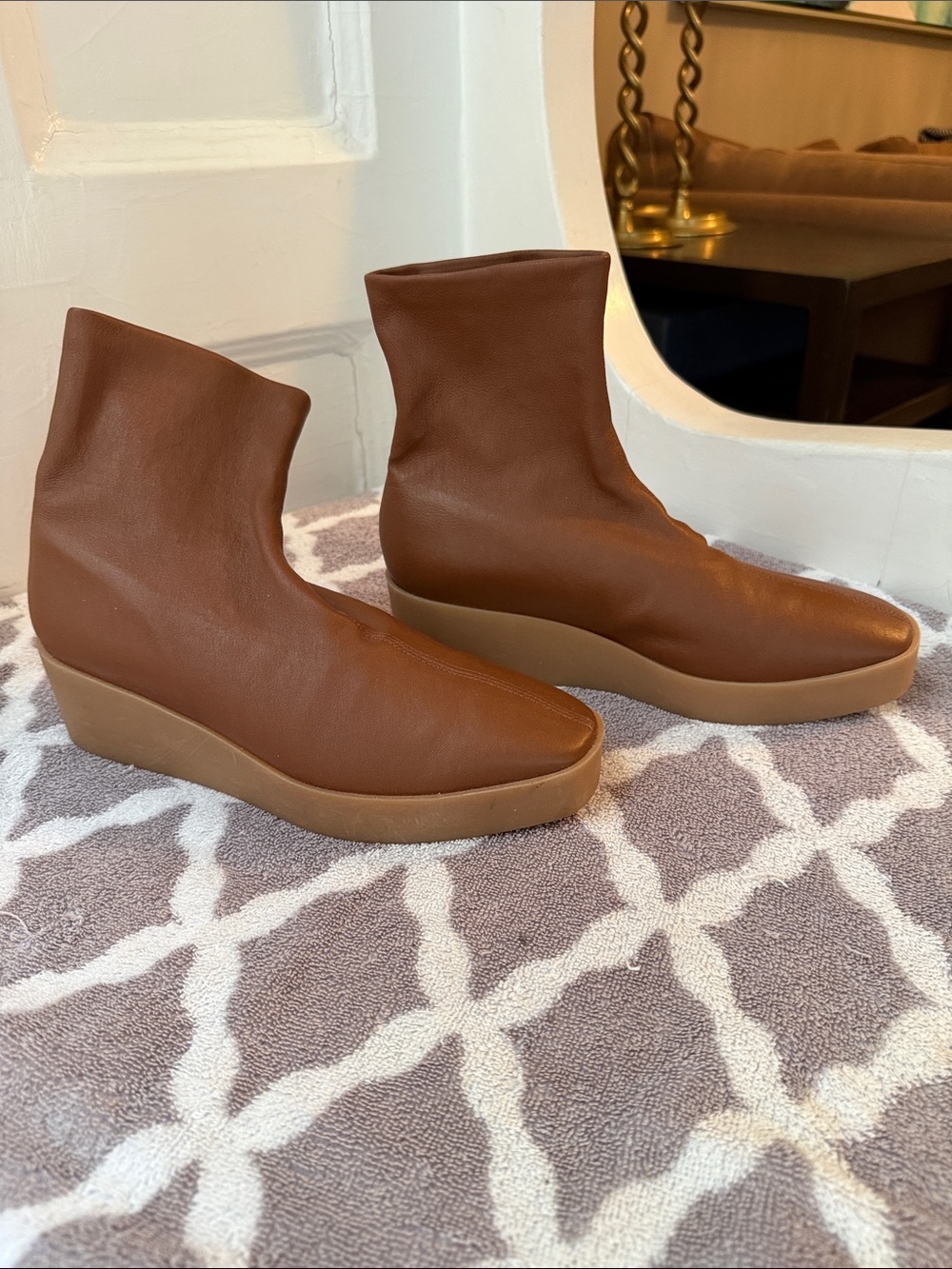 Robert Clergerie Brown Leather Wedge Ankle Booties